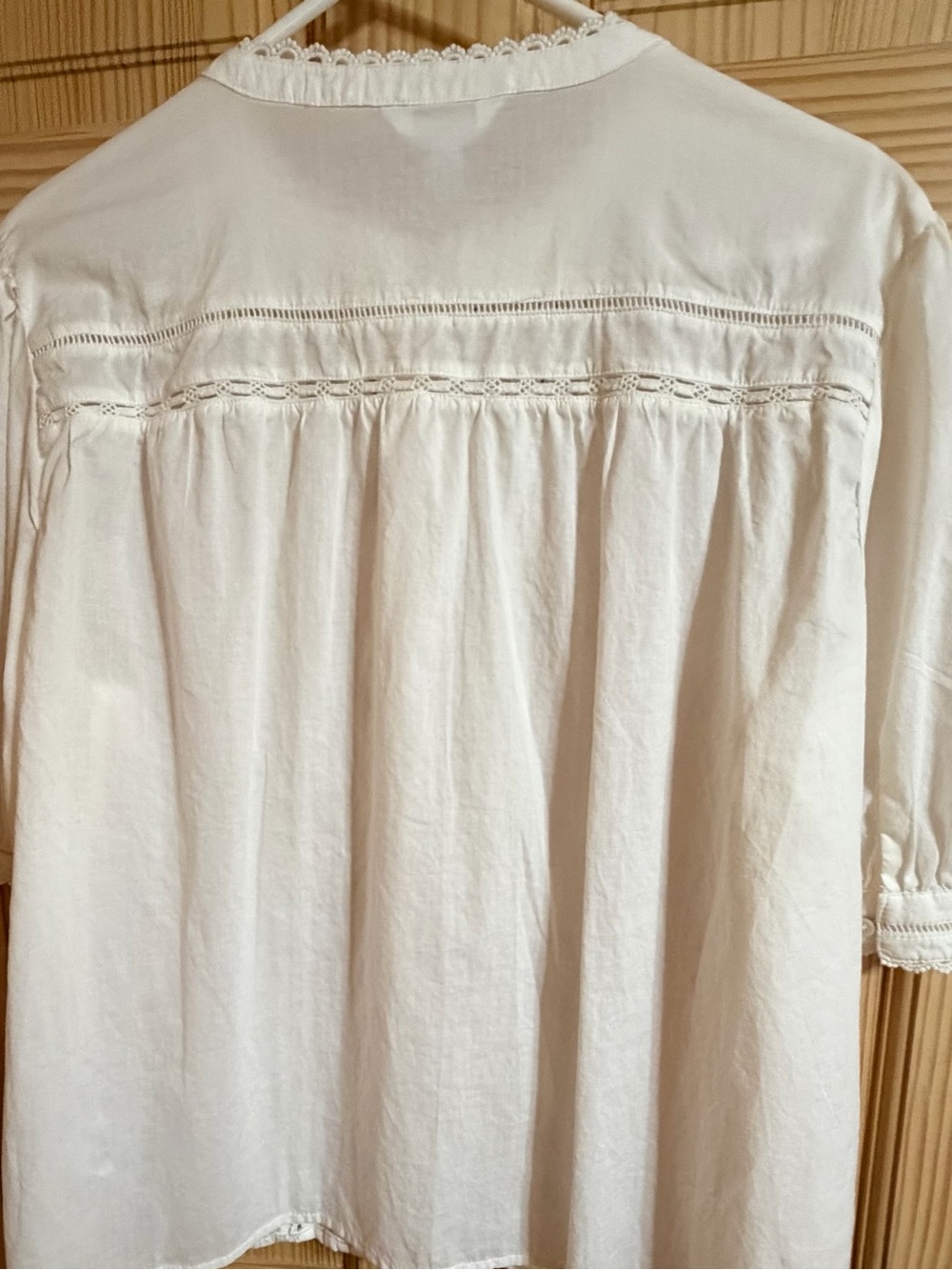 Cream Pintuck Lace-Trim Button Front Blouse
Soft, Feminine - Picture 3 of 10